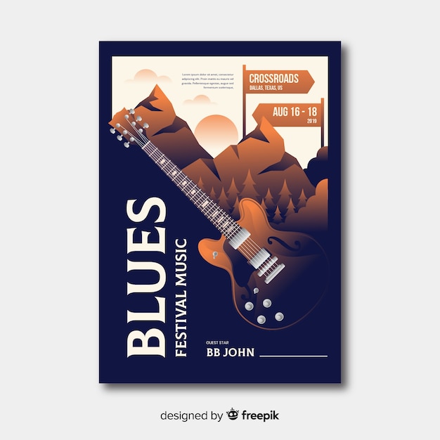 Gratis vector verloop illustratie muziekfestival poster