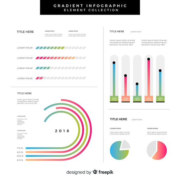 Gratis vector verloop infographic element collectie