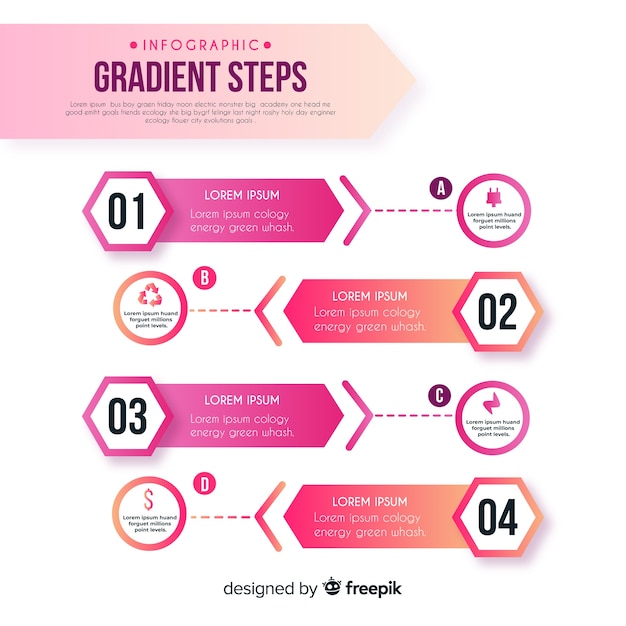 Gratis vector verloop infographic stappen sjabloon