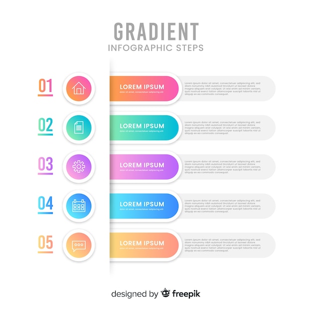 Gratis vector verloop infographic stappen