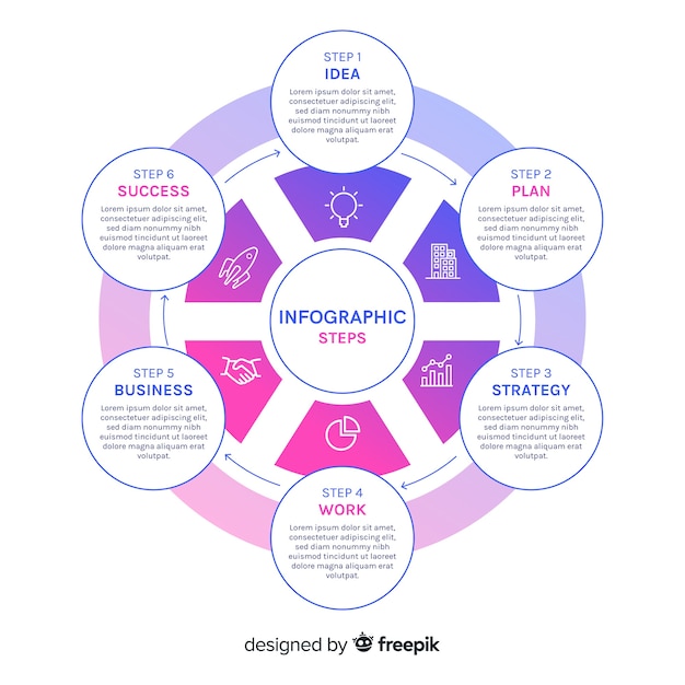 Gratis vector verloop infographic stappen