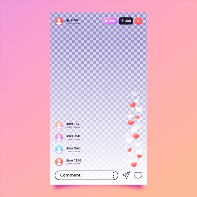 Verloop instagram live interface-sjabloon