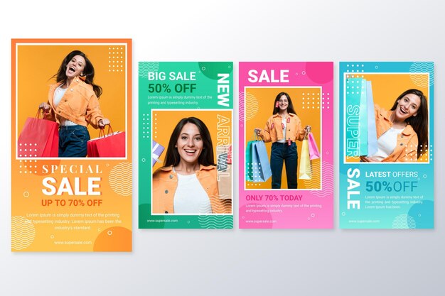 Verloop Instagram-verkoopverhalencollectie met foto