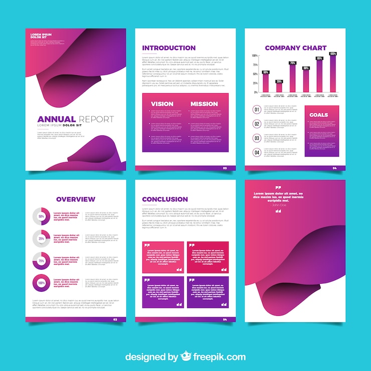Gratis Vector verloop jaarrapport dekkingsjabloon