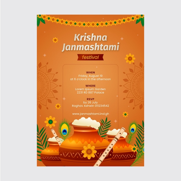 Verloop janmashtami verticale postersjabloon