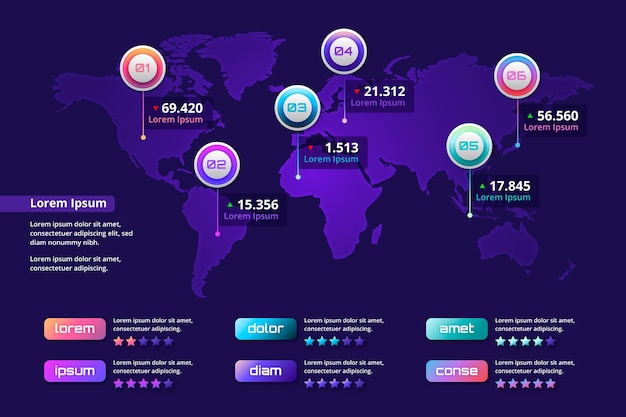 Gratis vector verloop kaarten infographics concept