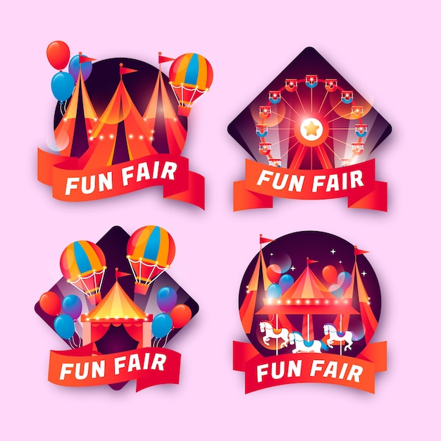 Gratis vector verloop kermis entertainment labels