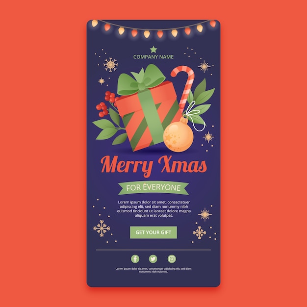 Gratis vector verloop kerst e-mailsjabloon