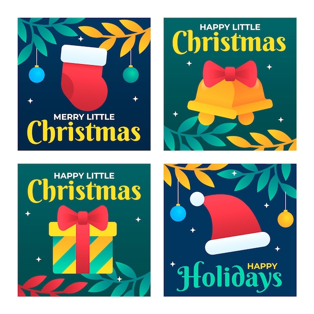 Gratis vector verloop kerst instagram posts collectie