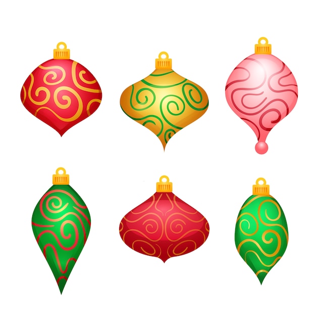 Gratis vector verloop kerst ornamenten collectie