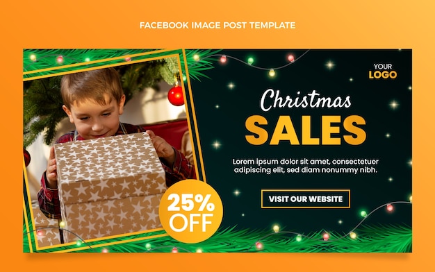 Gratis vector verloop kerst social media postsjabloon