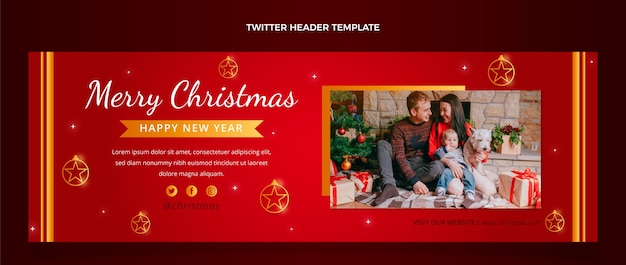 Verloop kerst twitter voorbladsjabloon