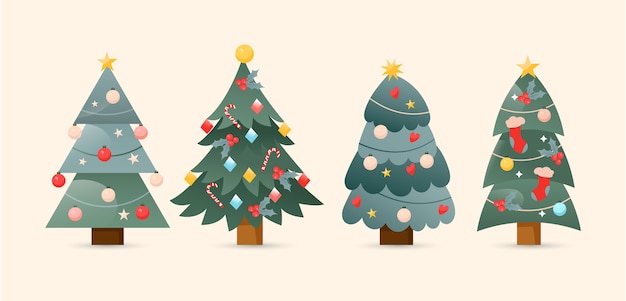 Gratis vector verloop kerstbomen collectie