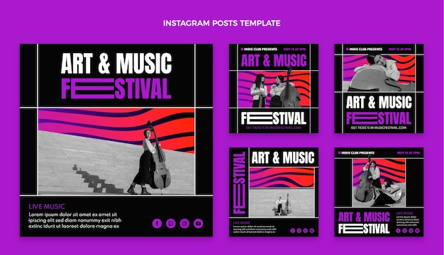 Verloop kleurrijke muziekfestival instagram-berichten