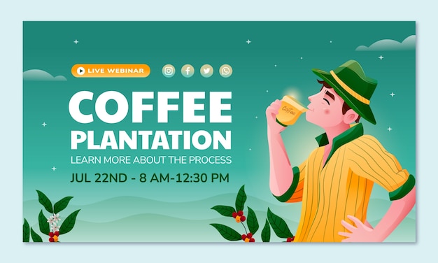 Gratis vector verloop koffieplantage webinar