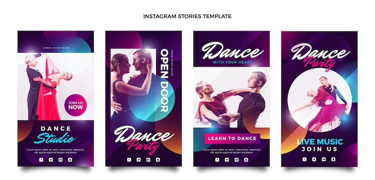 Gratis Vector verloop latin dance party instagram verhalencollectie