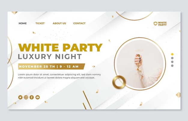 Verloop luxe witte feestbestemmingspagina