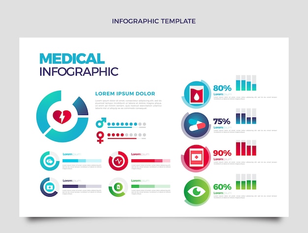 Gratis vector verloop medische infographic sjabloon