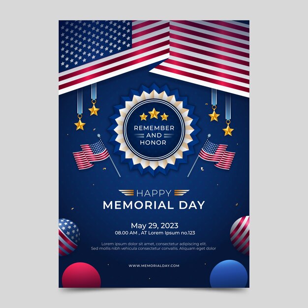 Verloop memorial day usa verticale poster sjabloon