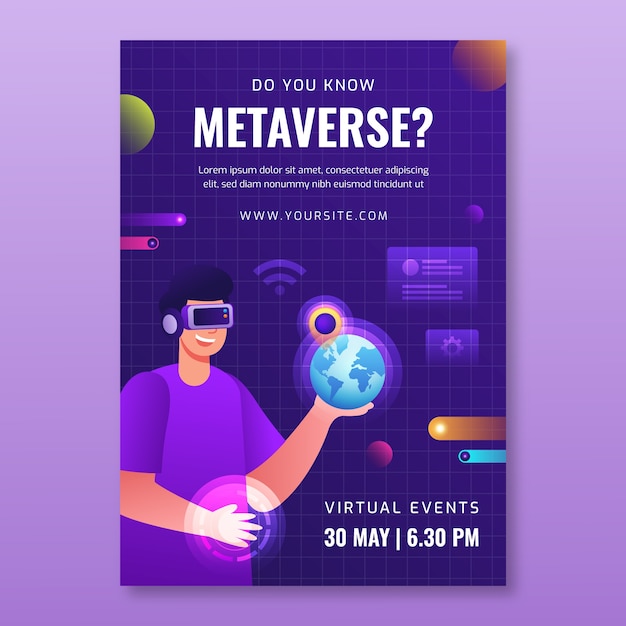 Gratis vector verloop metaverse postersjabloon