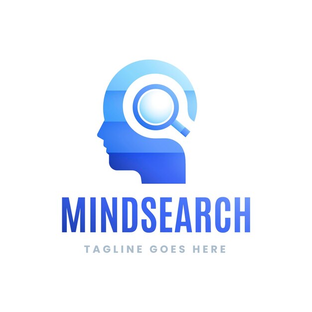 Gratis vector verloop mindsearch-logo met slogan
