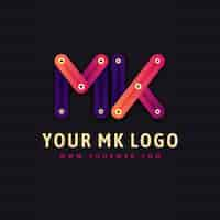 Gratis vector verloop mk of km logo sjabloon