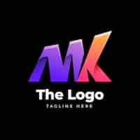 Gratis vector verloop mk of km logo sjabloon