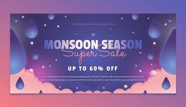 Gratis vector verloop moesson seizoen verkoop banner