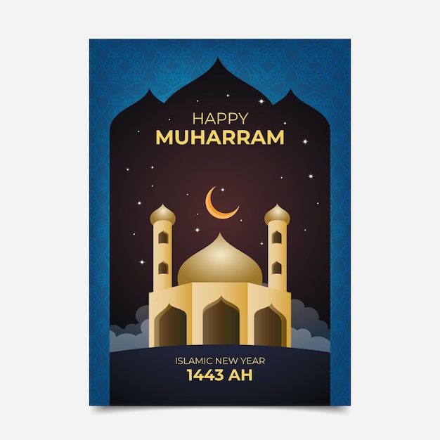 Gratis vector verloop muharram verticale postersjabloon