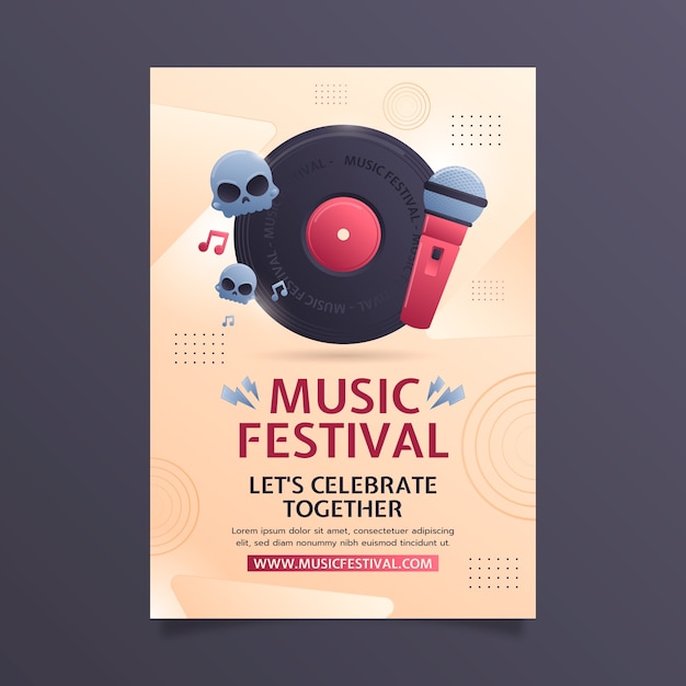 Gratis vector verloop muziek festival poster sjabloon