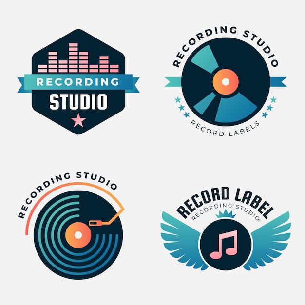 Gratis vector verloop muziek platenlabel set