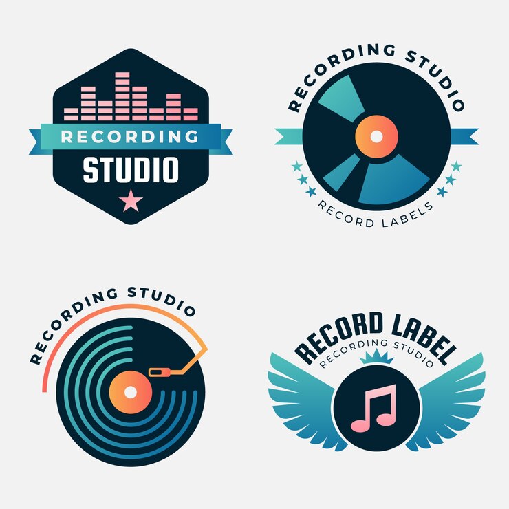 Gratis Vector verloop muziek platenlabel set