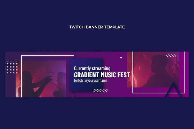 Gratis vector verloop muziekfestival twitch banner