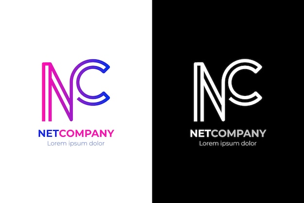 Verloop nc of cn logo sjabloon