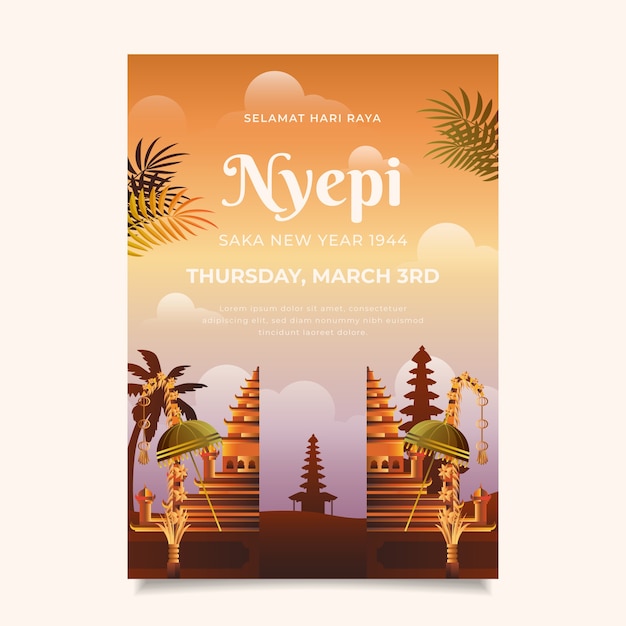 Verloop nyepi verticale postersjabloon