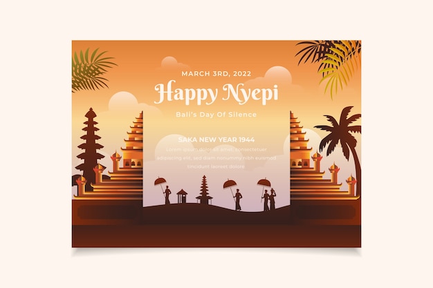 Gratis vector verloop nyepi wenskaartsjabloon