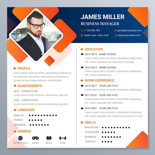 Gratis vector verloop online cv-sjabloon