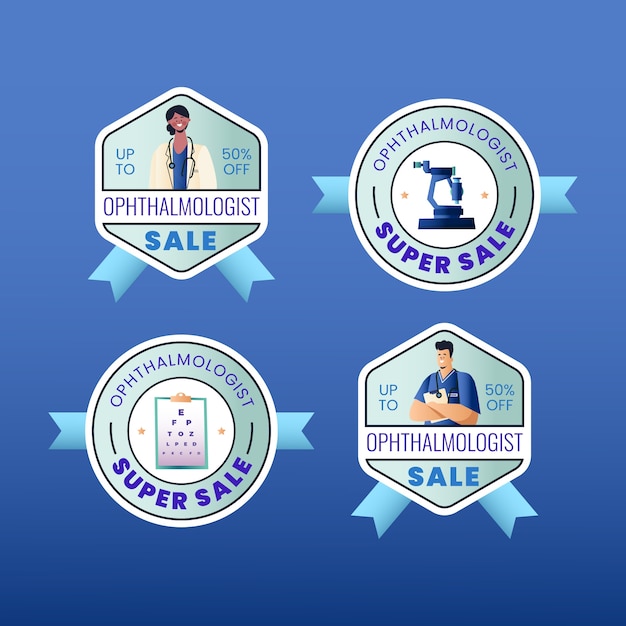 Gratis vector verloop oogarts badges sjabloon