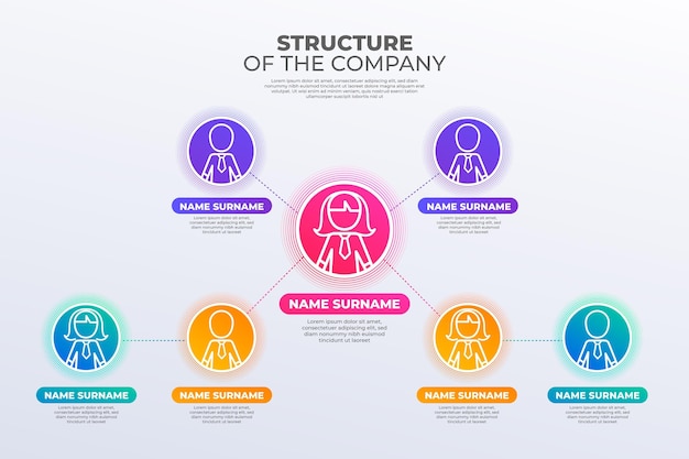 Gratis vector verloop organigram infographic