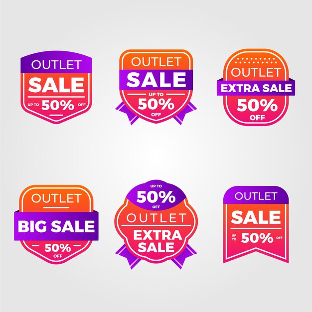 Gratis vector verloop outlet label collectie