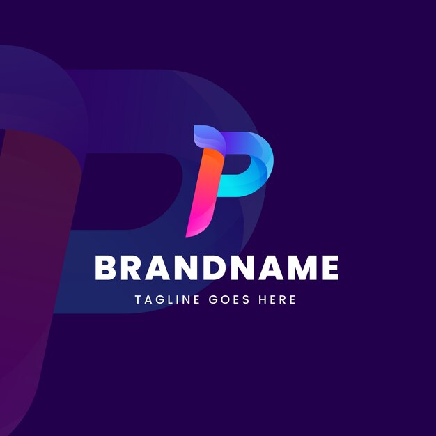 Verloop p letter logo sjabloon