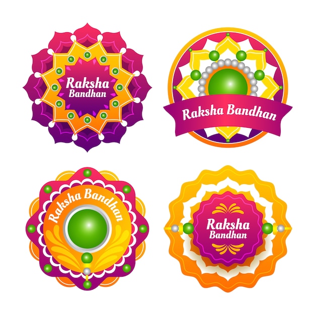 Gratis vector verloop raksha bandhan labels collectie