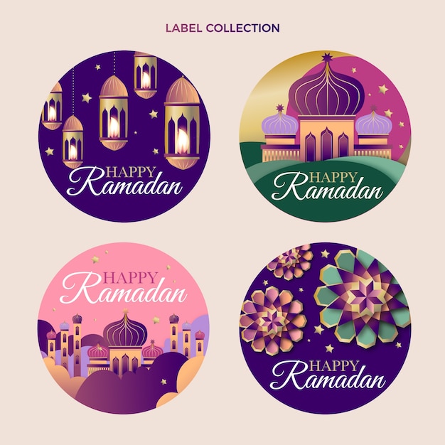 Gratis vector verloop ramadan labels collectie