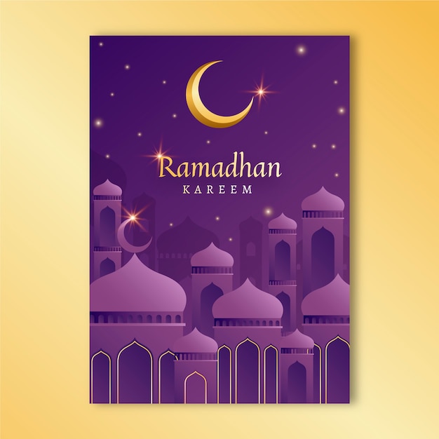 Gratis vector verloop ramadan wenskaartsjabloon