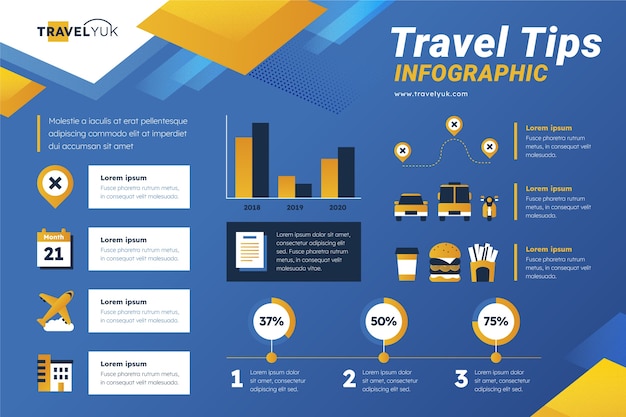 Gratis vector verloop reisbureau infographic sjabloon