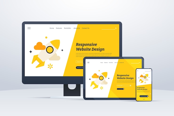 Gratis Vector verloop responsief website-ontwerp