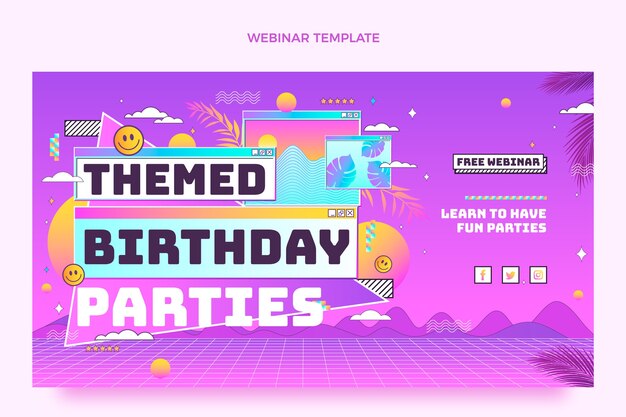 Verloop retro vaporwave verjaardagswebinar