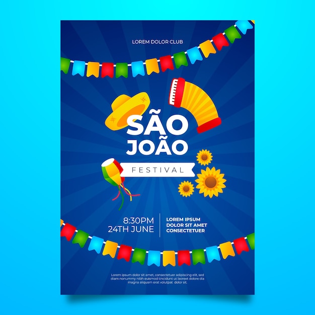 Gratis vector verloop sao joao-flyersjabloon