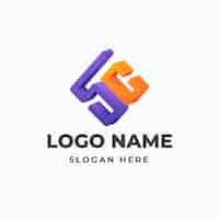 Gratis vector verloop sc of cs logo sjabloon