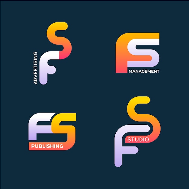 Gratis vector verloop sf en fs logo-ontwerp